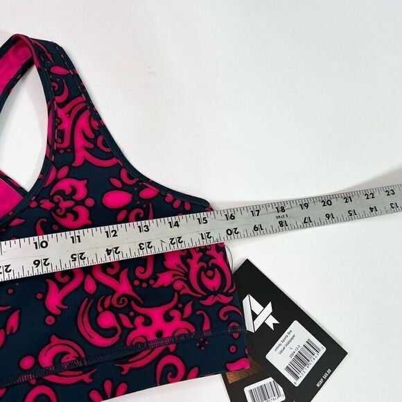 FourLaps Infinity Sports Bra Womens Large Black Red Workout Velvet Wallpaper NEW - Picture 6 of 8